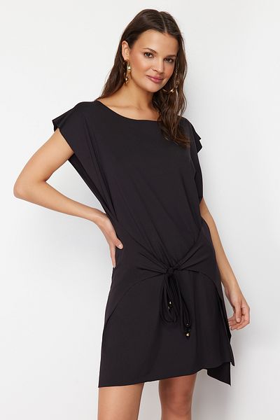 Trendyol Collection Μαύρο μίνι πλεκτό φόρεμα παραλίας TBESS24EL00123