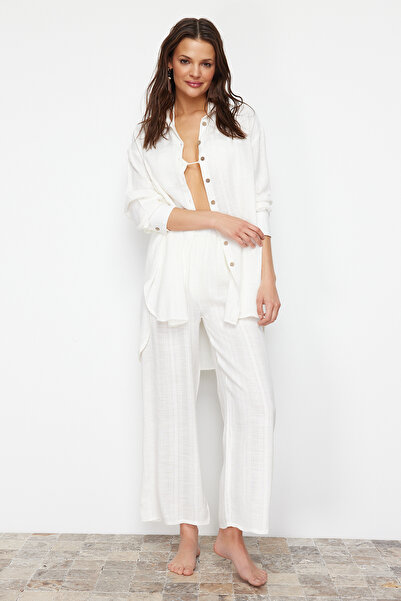 Trendyol Collection Fehér szőtt stranding TBESS24GO00015