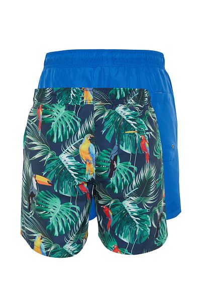 Trendyol Collection Pantaloni scurți de baie uni cu imprimeu albastru, costum 2 piese - TMNSS24DS00012