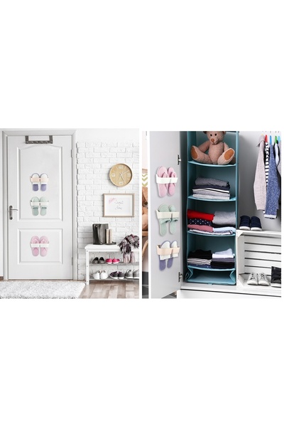 MAGİTOPTAN Banyo Terlik Tutucu - Kapı Arkası Pratik Raf - Terlik Tutucu Gri