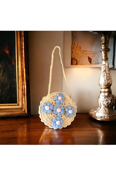 elçin desing ÇANTA(MAVİ ÇİÇEKLİ KIZ ÇOCUK ÇANTA)