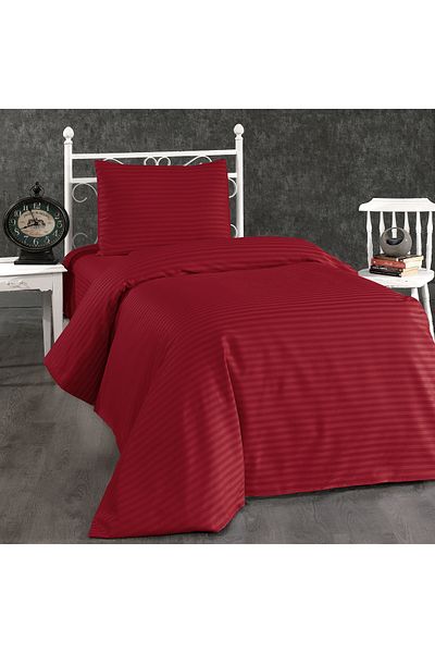Alena Home Style Cotton Hotel Series (With Elastic Sheet) Striped Single Duvet Cover Set