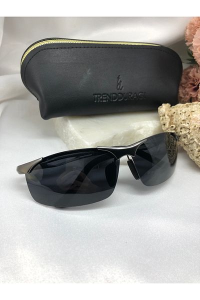 Di Caprio Rast Rectangular Gray Black Men's Sunglasses