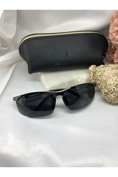 Di Caprio Rast Rectangular Gray Black Men's Sunglasses