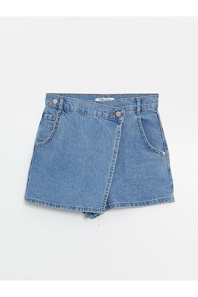 LC Waikiki Blugi LCW Femei - Fusta pantaloni scurti drepte, cu croiala standard