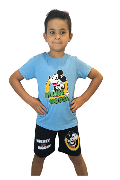 Erkek Çocuk Mickey Mouse Baskılı Şortlu Takım