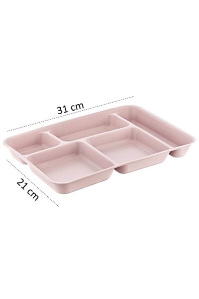 HOLLYHOME Tabldot 5 Bölmeli Lüks Plastik Piknik Yemek Servis Tabağı 1 Adet Mavi Tablot 21x31x3,3(h) cm