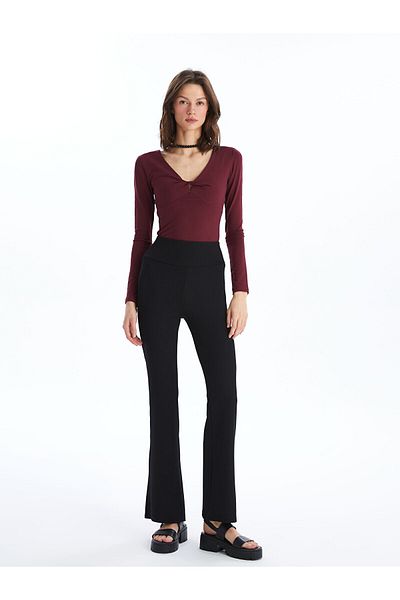 LC Waikiki Pantaloni de damă cu talie elastică cu picioare drepte spaniole