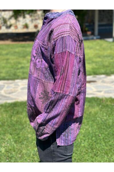 İnnerShine Nepal Bohem Uzun Kollu Desenli Gömlek, İnce Gömlek, Yazlık Gömlek, Festival Gömlek