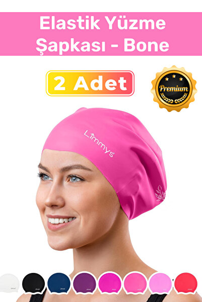 Nightwatchers Premium Seri Su Geçirmez Silikon Yüzücü Havuz Deniz Bonesi Elastik Yüzme Şapkası 2'li Set