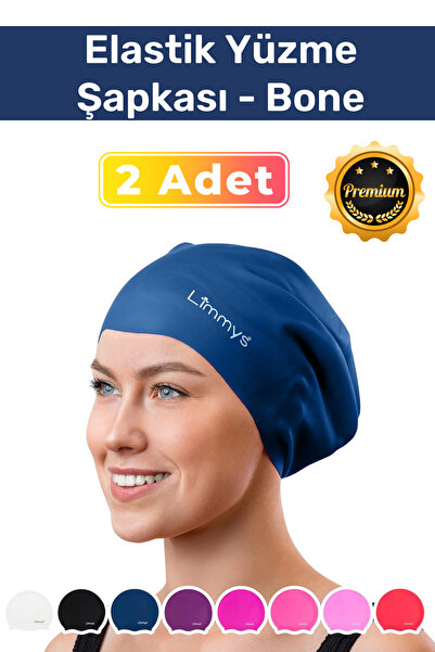 Nightwatchers Premium Seri Su Geçirmez Silikon Yüzücü Havuz Deniz Bonesi Elastik Yüzme Şapkası 2'li Set