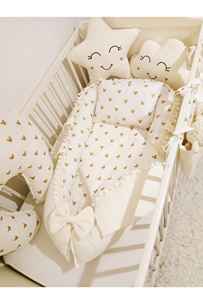 Wenaris سرير أطفال بتصميم فاخر من Babynest، سرير أطفال من جانب الأم، وسادة وب...