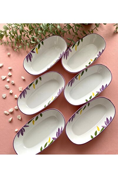 Areyma Başak Lila Model 6’lı Oval Kahvaltı Tabağı