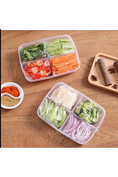 Hayveys 4 Compartment Breakfast Vegetable Storage Container with Lid Lunch Fridge Organizer