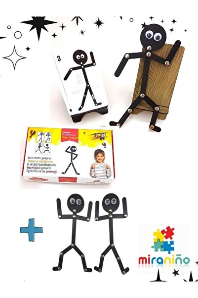 miranino 1 Set Çöp Adam Set ve 2 Tekli Çöp Adam  Ahşap Montessori Oyuncak