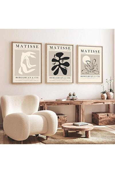 huhuli Ahşap Çerçeveli  3’lü Modern Tablo huhu252