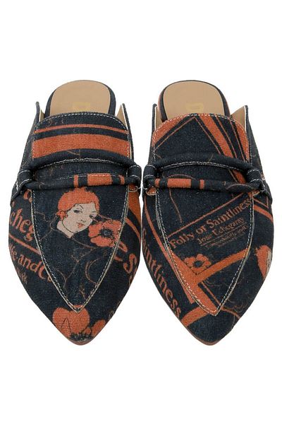 Dogo Women's Vegan Leather Black Slippers - Folly or Saintliness Design