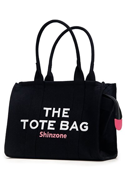 Shinzone Kadın Soft Tote Bag Kanvas Siyah Pembe Çanta