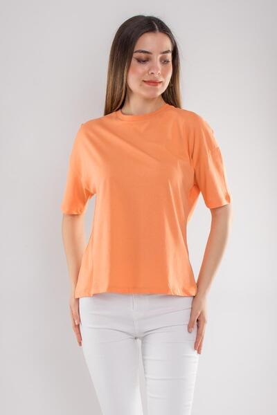 Dilvin 3683 Bisiklet Yaka Basic Pamuk Kadın Tshirt