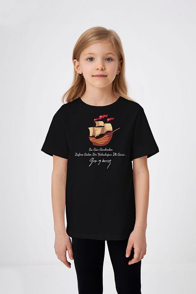 MYADA Bandirma Steamer Printed 19 May Special Girl's T-Shirt