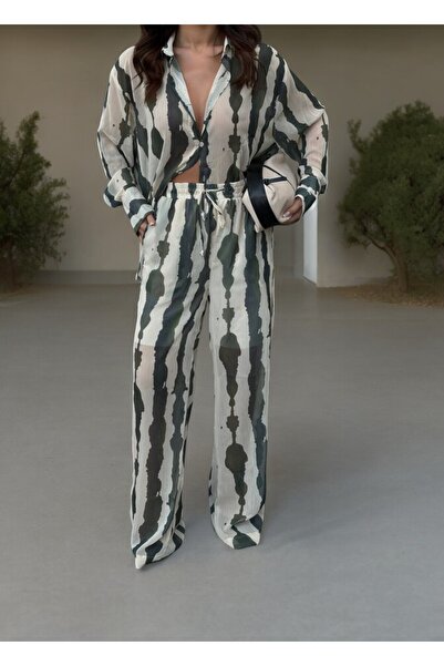 Pointmod Kellys Transparent Chiffon Shirt Pants Lined Set