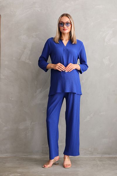 Miss Dünya Lissa Pregnant and Maternity Long Sleeve V-Neck Top and Bottom Set