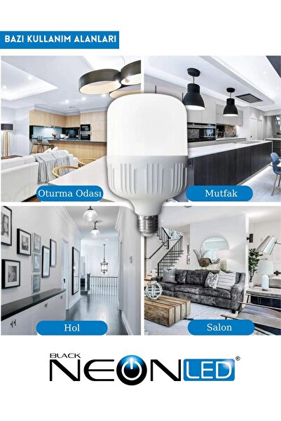 Neon TAPLED 60W Torch Büyük Ampül 6 Adet Ultra Güçlü  Tasarruflu Led Işık  4500lm 6500K Beyaz Işık  E27