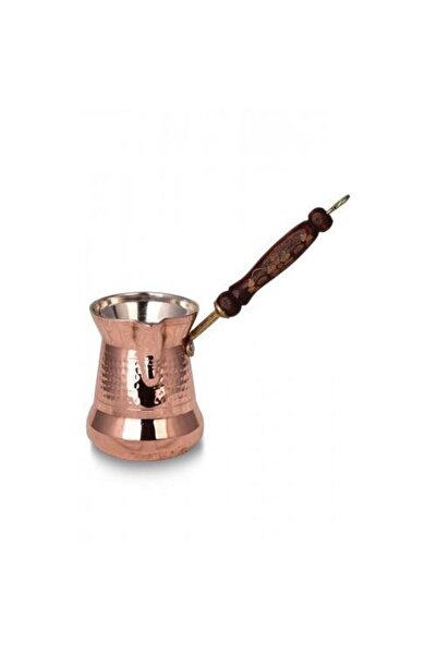 TURNA BAKIR Sultan Cezve 1 No Ince Ahşap Kulp 2 Fincan Makine Dövme Kırmızı T...