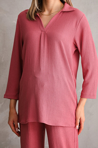 Miss Dünya Lissa طقم علوي وسفلي بأكمام طويلة ورقبة على شكل حرف V للحوامل والأمومة