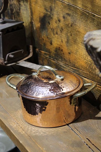 TURNA BAKIR Crane Copper Mini Size 14 Cm Milk & Sauce Pot Hand Forged Red Crane8220-1