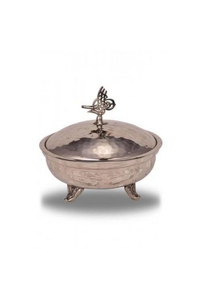 TURNA BAKIR Crane Copper Laurel Sugar Bowl 14 Cm Hand Forged Nickel Crane5766-2