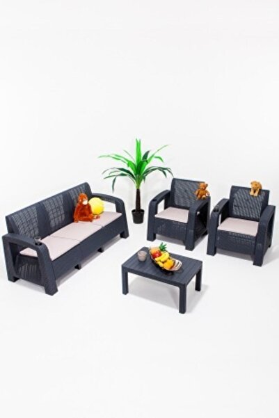 SANDALİE Olimpos 3+1+1+s Balkon&teras Bahçe Mobilyası / Antrasit