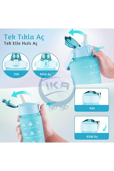 BlackBird Home Set of 3 Motivational Water Bottles - BPA Free (2 Liter, 900 Ml, 280 Ml)