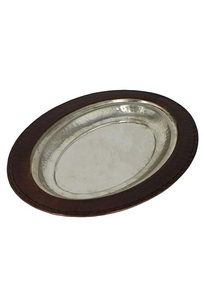 TURNA BAKIR Infantry Iskender Kebab Boat Presentation Plate 35 Cm Hand Forged Oxide Turna4415-3
