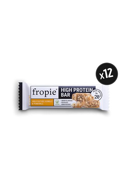 FROPİE Vegan High Protein Bar - with Peanut Butter & Hazelnut 40Gr X12