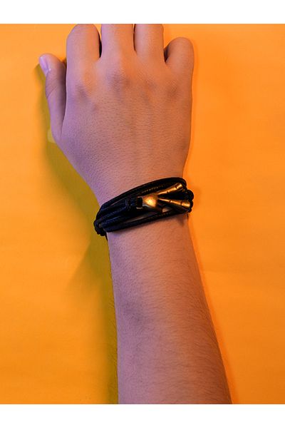 EZG Business Peace Model Design - Victory Sign Leather String Bracelet