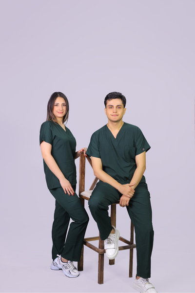 HGM Collection Unisex Dark Green Classic Leg Lycra Doctor Nurse Jersey Medica...