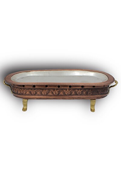 TURNA BAKIR Turna Copper Footed Embered Presentation Kebab Holder 120 Cm Oxid...