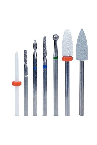 Nail Master 2.4mm Milling Ceramic Diamond Bit Set - 7 Pieces Electric Nail File