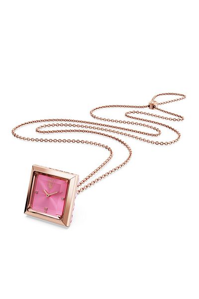 Swarovski 5628296 Swarovski Necklace Watch Pendant Watch, Triangle cut, Pink Rose gold-tone finish