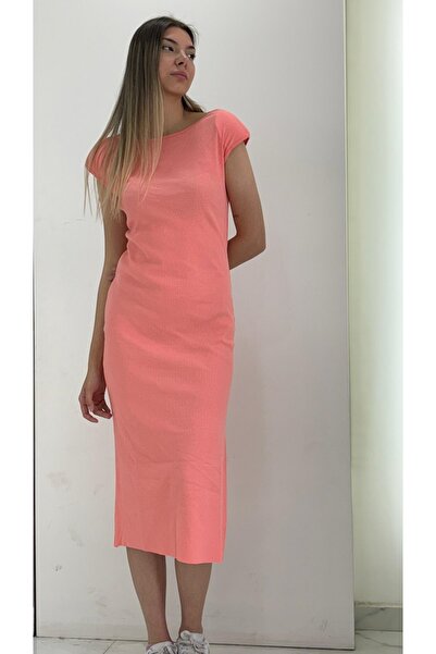 PALMERO VATKALI YIRTMAÇ DETAYLI UZUN ELBİSE