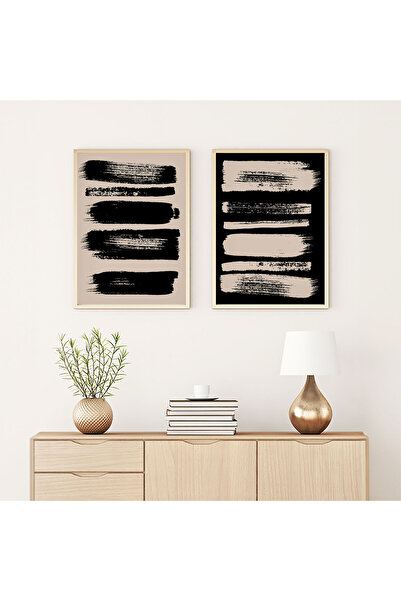 huhuli Ahşap Çerçeveli  2’li Modern Tablo huhu234