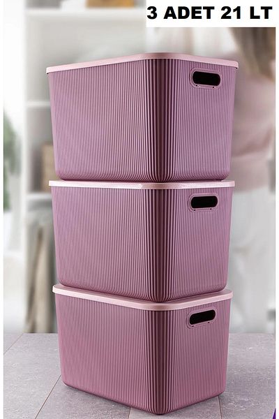 Bayev 3 τεμάχια 21 Lt Storage Purple Closet Organizer Παιχνίδια και καλάθι ρούχων Κουτί αποθήκευσης ρούχων