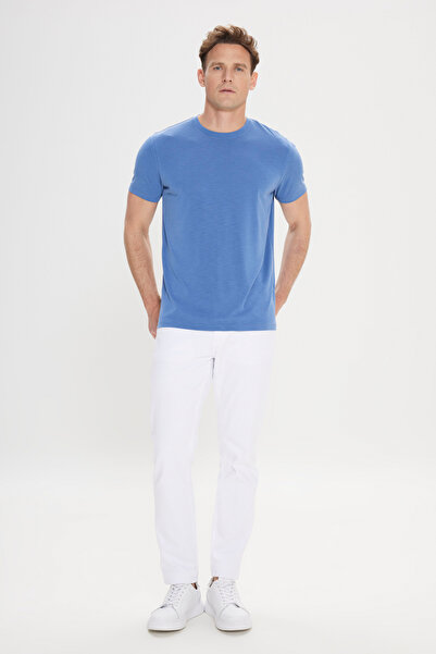 ALTINYILDIZ CLASSICS Men's Indigo Slim Fit Slim Fit Crew Neck T-Shirt
