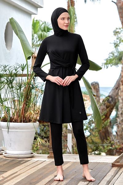 Kapılı Women's Lycra Long Sleeve Full Covered Hijab Swimsuit