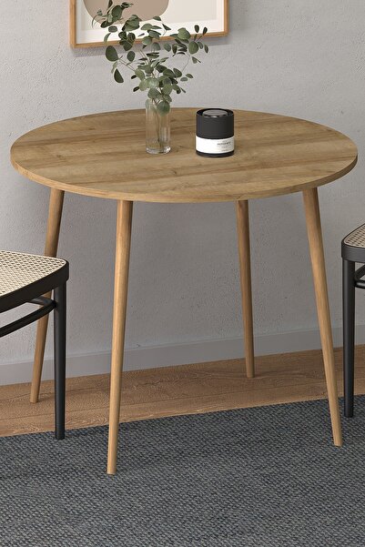 Monte Sehpa Yuvarlak 90×90 Ağaç Ayaklı Masa Mutfak Masası Çalışma Masası Bilgisayar Masası