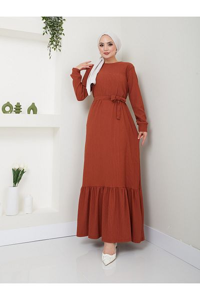 VOLT CLOTHİNG Fustă de damă rochie cu curea cu decolteu rotund