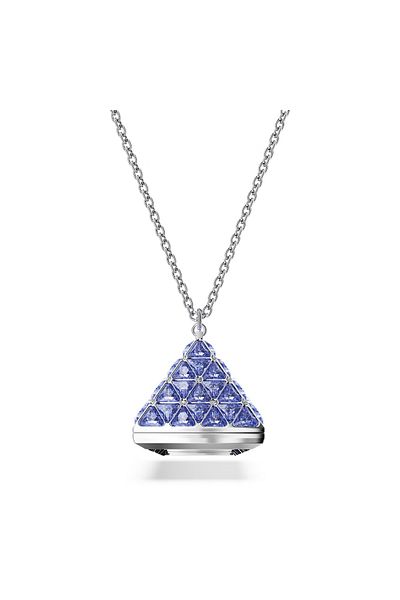 Swarovski 5631158 Swarovski Watch Necklace Pendant Watch, Triangle cut, Blue Stainless Steel