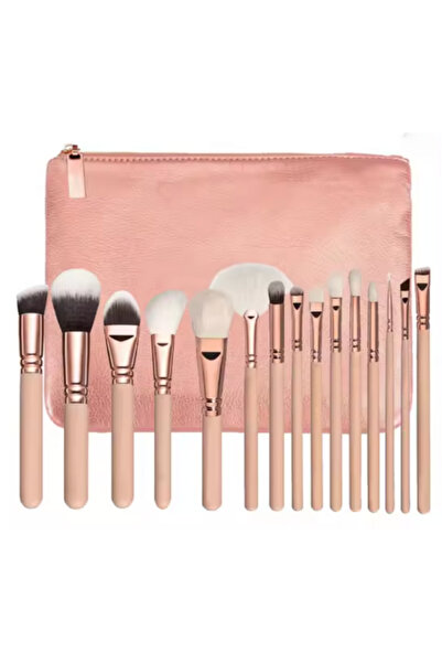 HZL Makyaj Fırça Seti Çantalı 15li Set Pembe Modern Tasarım 431550