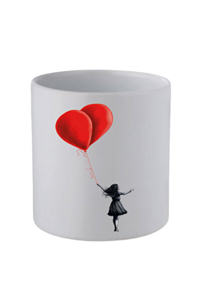 lili hediyelik كوب فتاة بالون مطبوع بدون مقبض - كوب قهوة هدية، كوب ماء